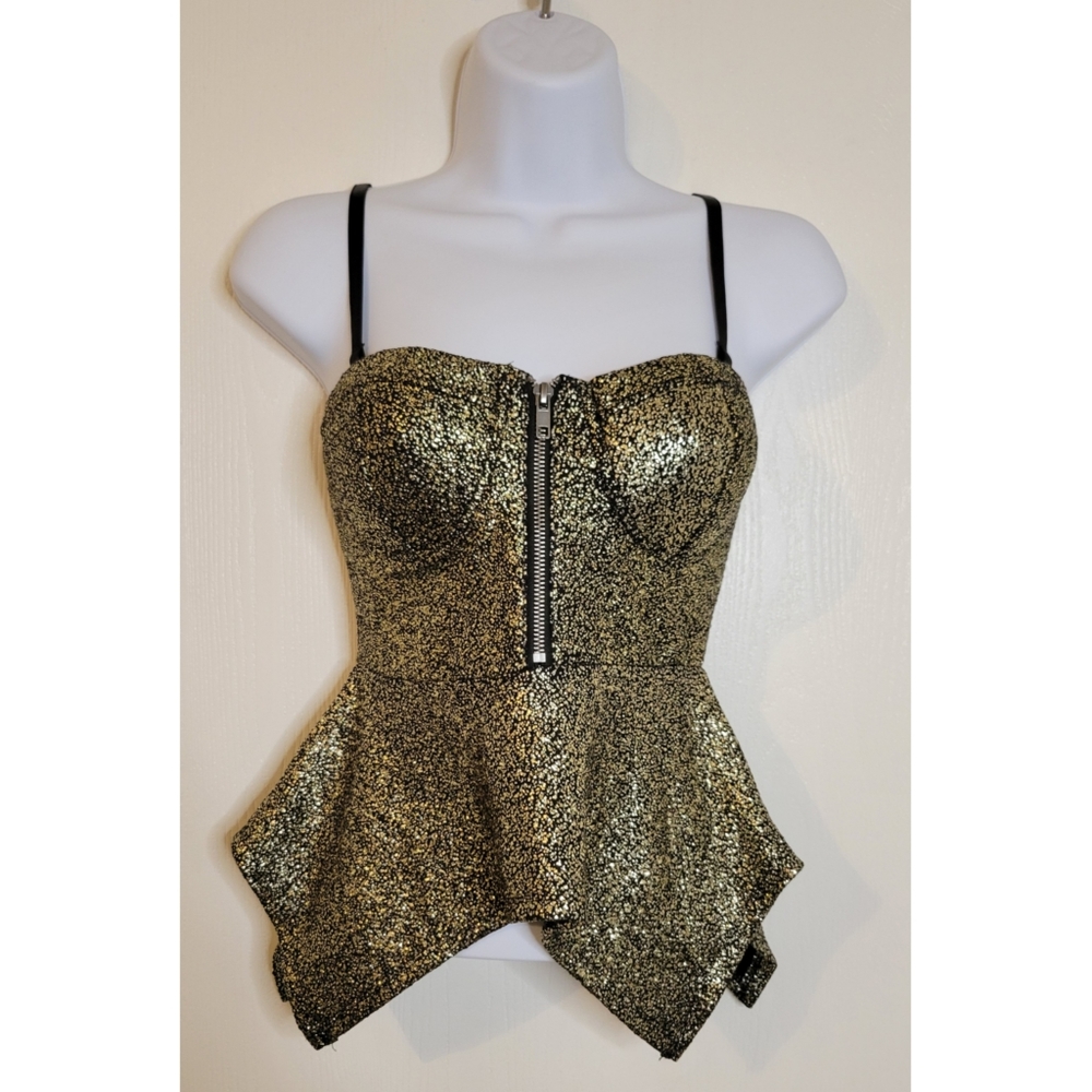 Gold sparkle peplum top, small